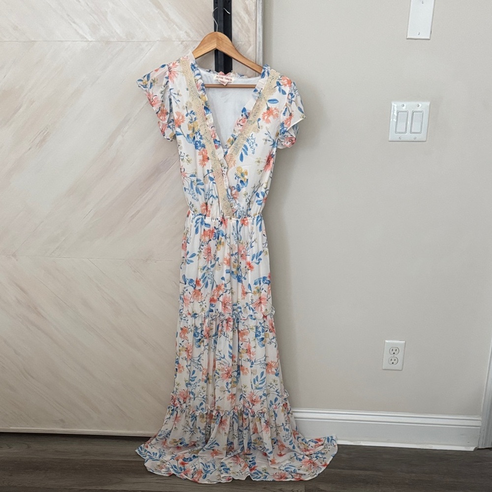 Flying Tomato Floral V-Neck Maxi Dress